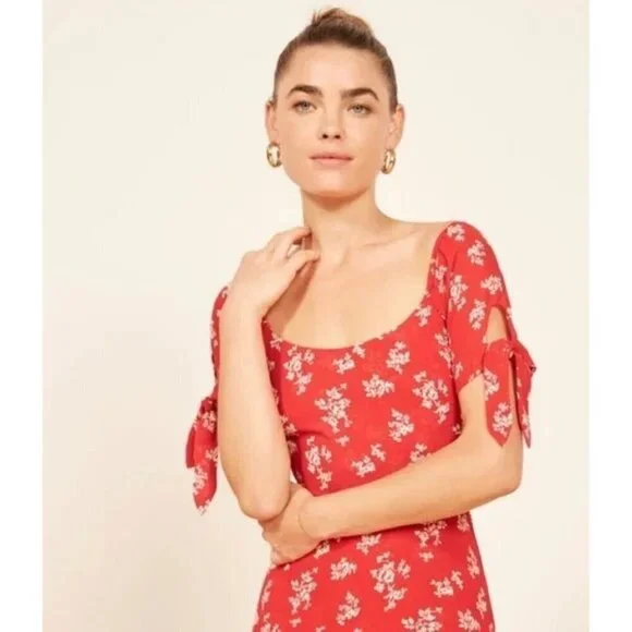 💕REFORMATION💕 Meredith Dress ~ Red Floral Print 0
